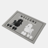 Kundengerechte Schwarzweiss-Pudel-Fußmatte Fußmatte (Schrägansicht)