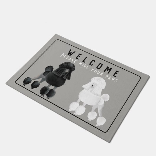 Kundengerechte Schwarzweiss-Pudel-Fußmatte Fußmatte (Schrägansicht)