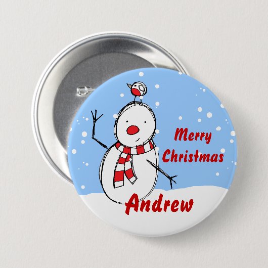 Kundengerechte SnowmanweihnachtsPartyname Button (Vorne & Hinten)
