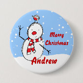 Kundengerechte SnowmanweihnachtsPartyname Button (Vorderseite)