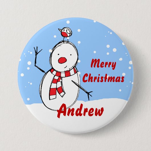 Kundengerechte SnowmanweihnachtsPartyname Button (Vorderseite)