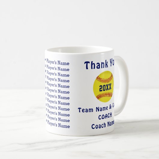 Kundengerechte Softball-Trainer-Geschenk-Ideen Kaffeetasse (VorderseiteRechts)