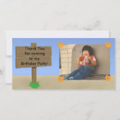 Kundengerechte Strand-Zeichen-Foto-Karte Dankeskarte (Vorderseite)