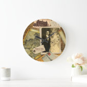 Kundengerechte Vintage Papierrahmen-Foto-Collage Große Wanduhr (Zuhause)