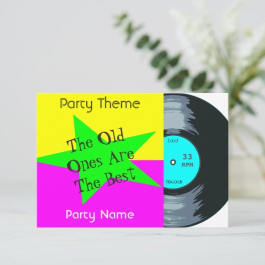 Kundengerechte Vinylaufzeichnungs-Party Einladung (Stehend Vorderseite)