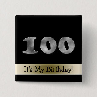 Kundengerechter 100. Geburtstags-silberne Zahl 100 Button