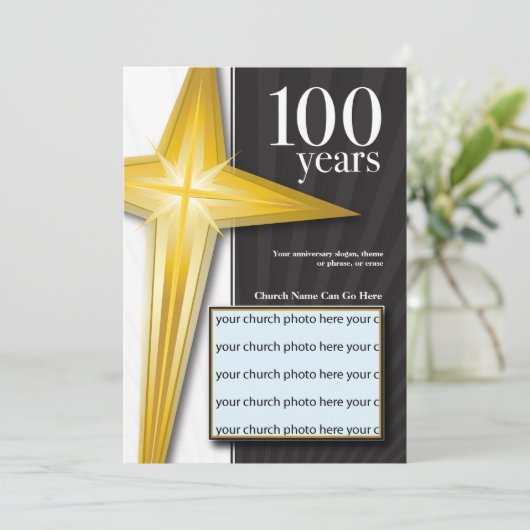 Kundengerechter 100-jähriger Kirchen-Jahrestag - Einladung (Stehend Vorderseite)