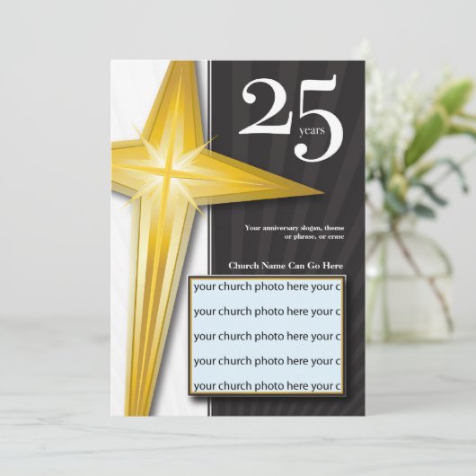 Kundengerechter 25-jähriger Kirchen-Jahrestag Einladung (Stehend Vorderseite)