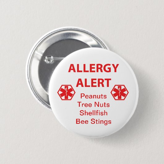 Kundengerechter Allergie-Alarm-Knopf Button (Vorne & Hinten)
