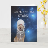 Kundengerechter Astronauten-Labrador-Geburtstag Karte (Gelbe Blume)