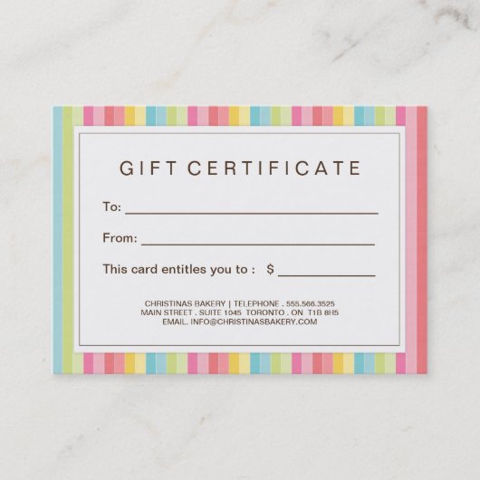 Kundengerechter Bäckerei-Geschenkgutschein Rabattkarte (Vorderseite)