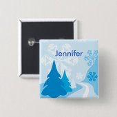 Kundengerechter blauer WeihnachtenPartyname Button (Vorne & Hinten)