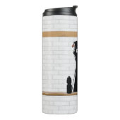 Kundengerechter Entwurf Netball Schwarzweiss Thermosbecher (Nach links gedreht)