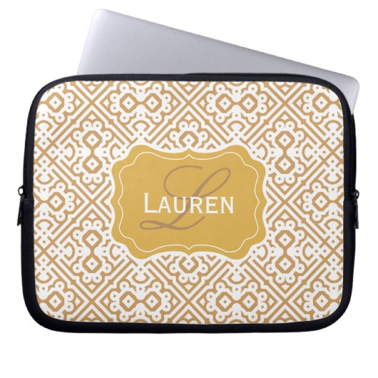 Kundengerechter Farbmonogramm-Marokkaner, TAN-Gold Laptopschutzhülle (Vorderseite)