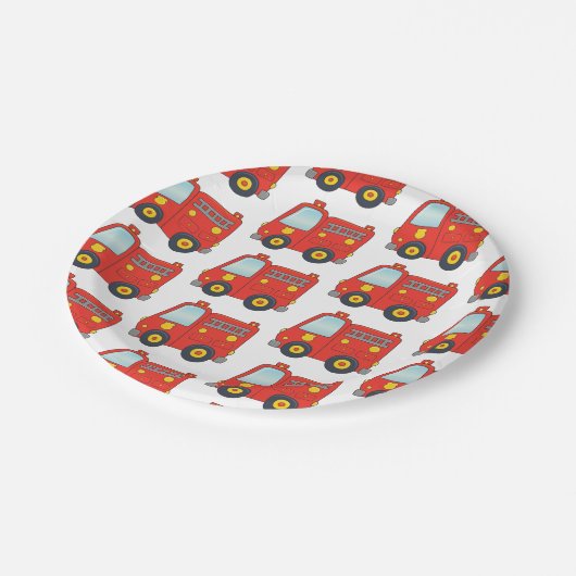 Kundengerechter Firetruck Pappteller (Schrägansicht)