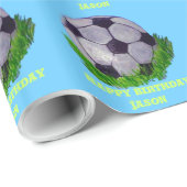 Kundengerechter Fußball auf Gras Geschenkpapier (Rolleneckpunkt)