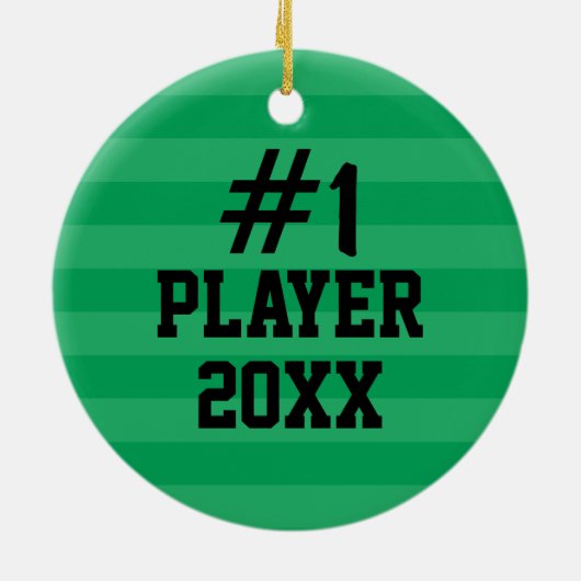 Kundengerechter Fußball-Junge 1 rot und weiß Keramik Ornament (Hinten)