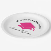 Kundengerechter Glückwunsch auf Abschluss-Teller - Pappteller (Schrägansicht)