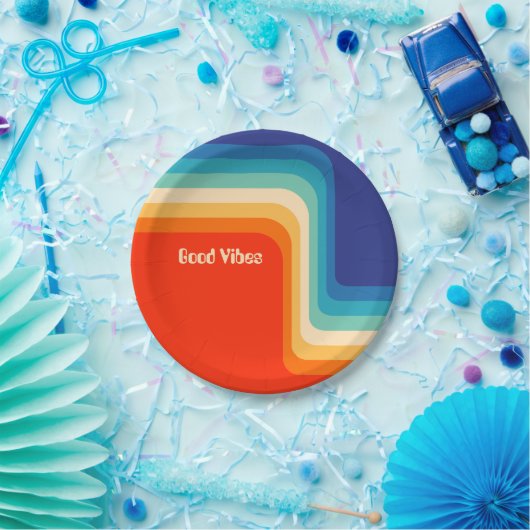 Kundengerechter guter Vibes-70er Ombre Pappteller (Party)