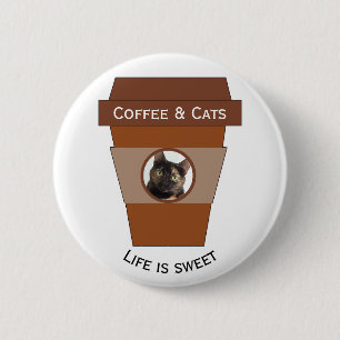 Kundengerechter Kaffee u. Katzen - das Leben ist Button