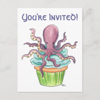 Kundengerechter Kraken-Kuchen-Geburtstag laden ein Einladung