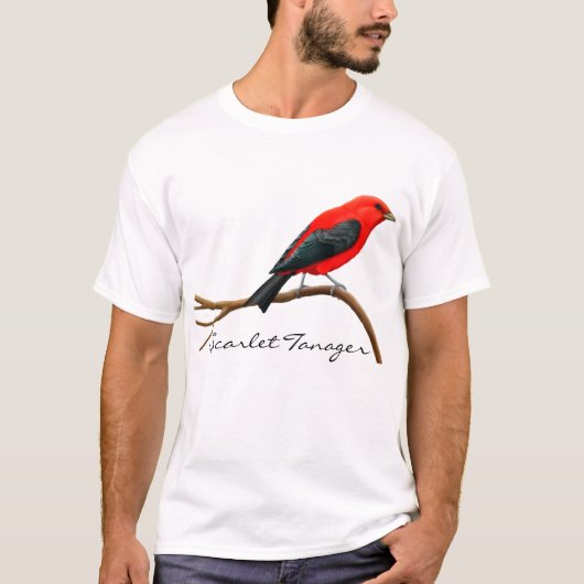 Kundengerechter männlicher Scarlettanager-Vogel-T T-Shirt (Vorderseite)