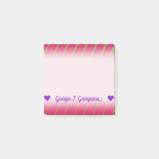 Kundengerechter Name; Grüne Grenzen auf hochrotem Post-it Klebezettel (Vorderseite)