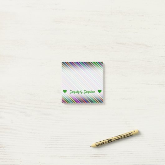 Kundengerechter Name; Schwarze u. bunte Linien Post-it Klebezettel (Auf Schreibtisch)