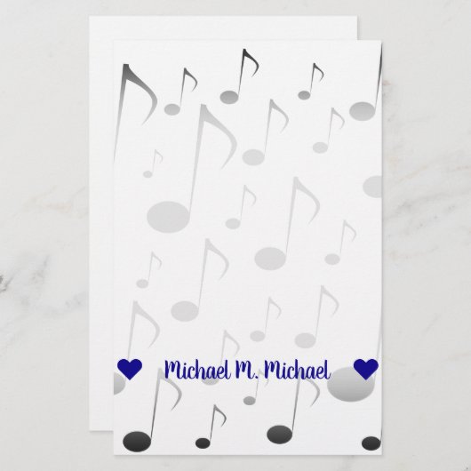 Kundengerechter Name; Viele musikalischen Briefpapier (Vorne/Hinten)