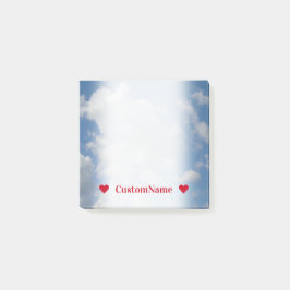 Kundengerechter Name + Weiße/graue Wolken und Post-it Klebezettel