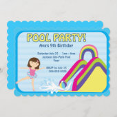 Kundengerechter Pool-Party-Geburtstag Einladung (Vorne/Hinten)