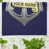 Kundengerechter Schiffs-Kapitän Ihr Namensanker Geschirrtuch (Gefaltet)
