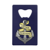 Kundengerechter Schiffs-Kapitän Ihr Namensanker Kreditkartenflaschenöffner (Rückseite)
