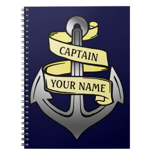Kundengerechter Schiffs-Kapitän Ihr Namensanker Notizblock (Vorderseite)
