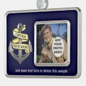 Kundengerechter Schiffs-Kapitän Ihr Namensanker Rahmen-Ornament Silber (Links)