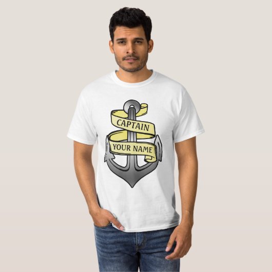 Kundengerechter Schiffs-Kapitän Ihr Namensanker T-Shirt (Vorne ganz)
