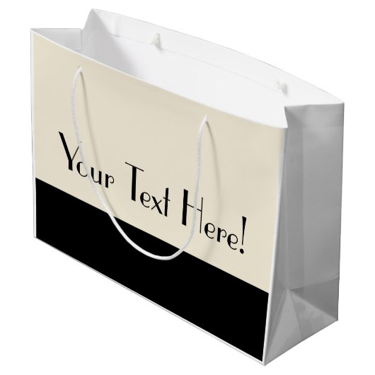 Kundengerechter Schwarz-u. Eierschalen-weißer Große Geschenktüte (Rückseite Schrägansicht)