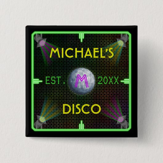 Kundengerechter Siebzigerjahre Disco-Ball Button (Vorderseite)