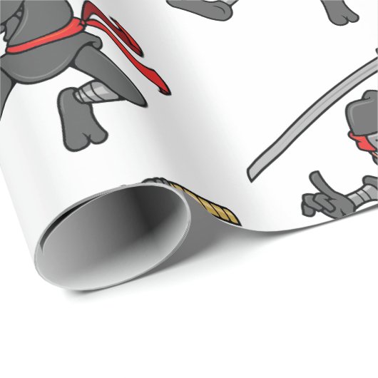 Kundengerechter springender Ninja Entwurf Geschenkpapier (Rolleneckpunkt)