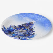 Kundengerechter verzierter blauer Weihnachtsbaum Pappteller (Schrägansicht)