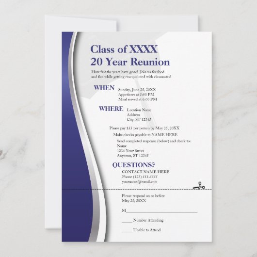 Kundengerechtes 20 Jahr-Klassen-Wiedersehen Einladung (Rückseite)