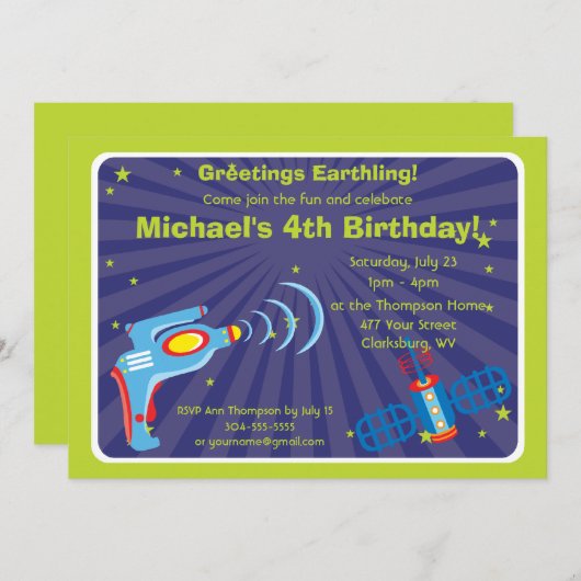 Kundengerechtes alien-Strahln-Gewehr Einladung (Vorne/Hinten)