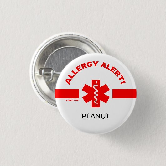 Kundengerechtes Allergie-Alarm-Button Button (Vorne & Hinten)