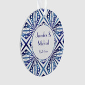 Kundengerechtes blaues und weißes geometrisches ornament (Vorderseite)