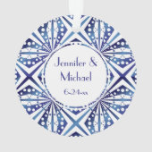 Kundengerechtes blaues und weißes geometrisches ornament (Rückseite)