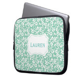 Kundengerechtes Farbmonogramm mit Blumen, Laptopschutzhülle (Vorderseite Links)