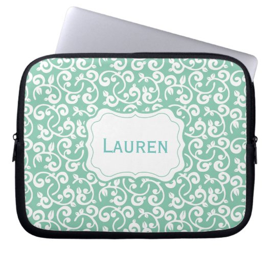 Kundengerechtes Farbmonogramm mit Blumen, Laptopschutzhülle (Vorderseite)