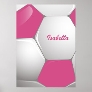 Kundengerechtes Fußball-Fußball-Rosa und Weiß Poster