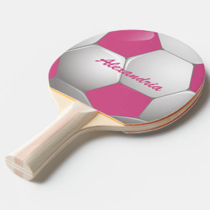 Kundengerechtes Fußball-Fußball-Rosa und Weiß Tischtennis Schläger