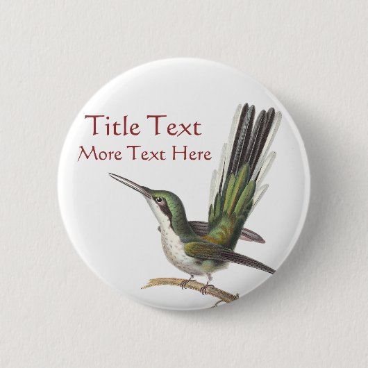 Kundengerechtes grünes Kolibri-Button/Knopf Button (Vorderseite)